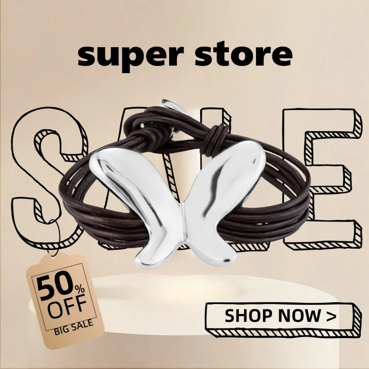 

2025 UHO Europe and America Original New Product Silvery big Butterfly leather bracelet Women High Quality Valentine's Day Gift