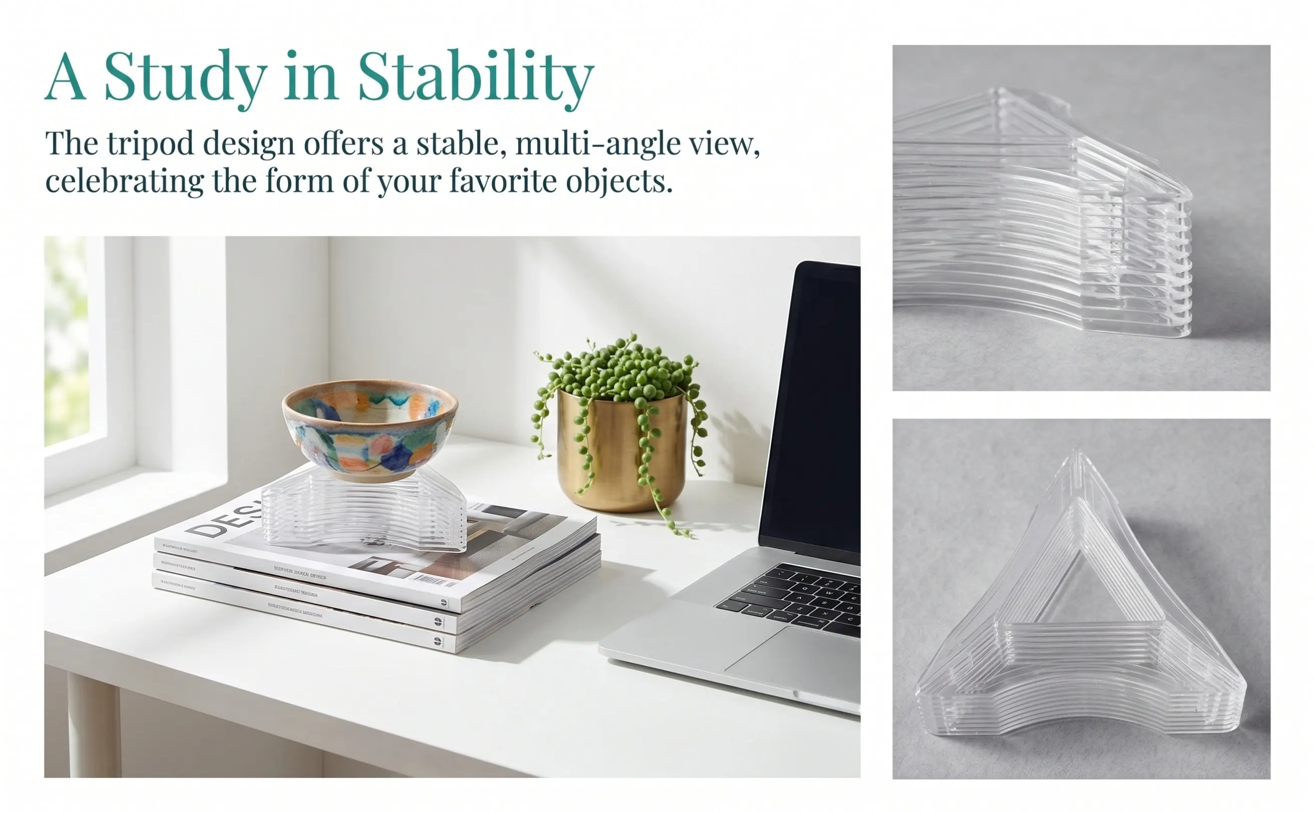 20Pcs Plastic Cube Tripod Display Stand Clear Modern Design Secure Stable for Puzzle Cube Collection Portable Versatile Holder