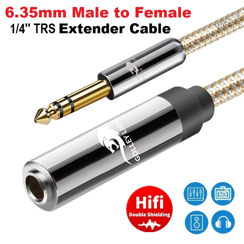 

1/4'' TRS 6.35mm Male to Female Extension Audio Cable for Amplifier Mixer Headphone Guitar Home Stereo Extender Shielded Cords