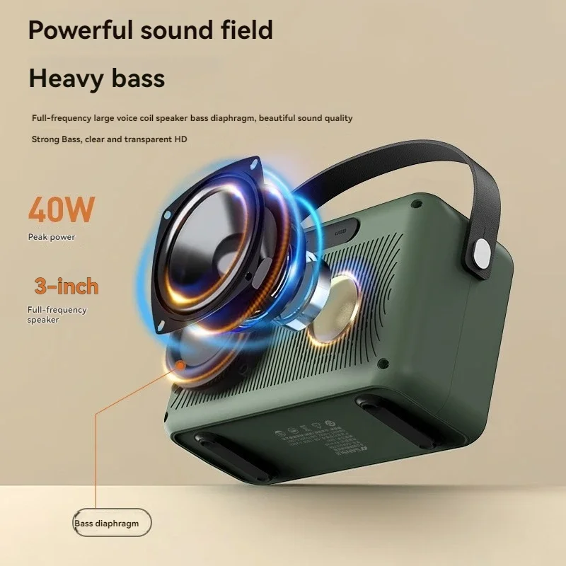 كاريوكي سماعة لاسلكية تعمل بالبلوتوث المتكلم في الهواء الطلق المحمولة SANSUI F58 40 واط مشغل الموسيقى والفيديو 7 بوصة شاشة عرض كلمات TF/FM/AUX #6