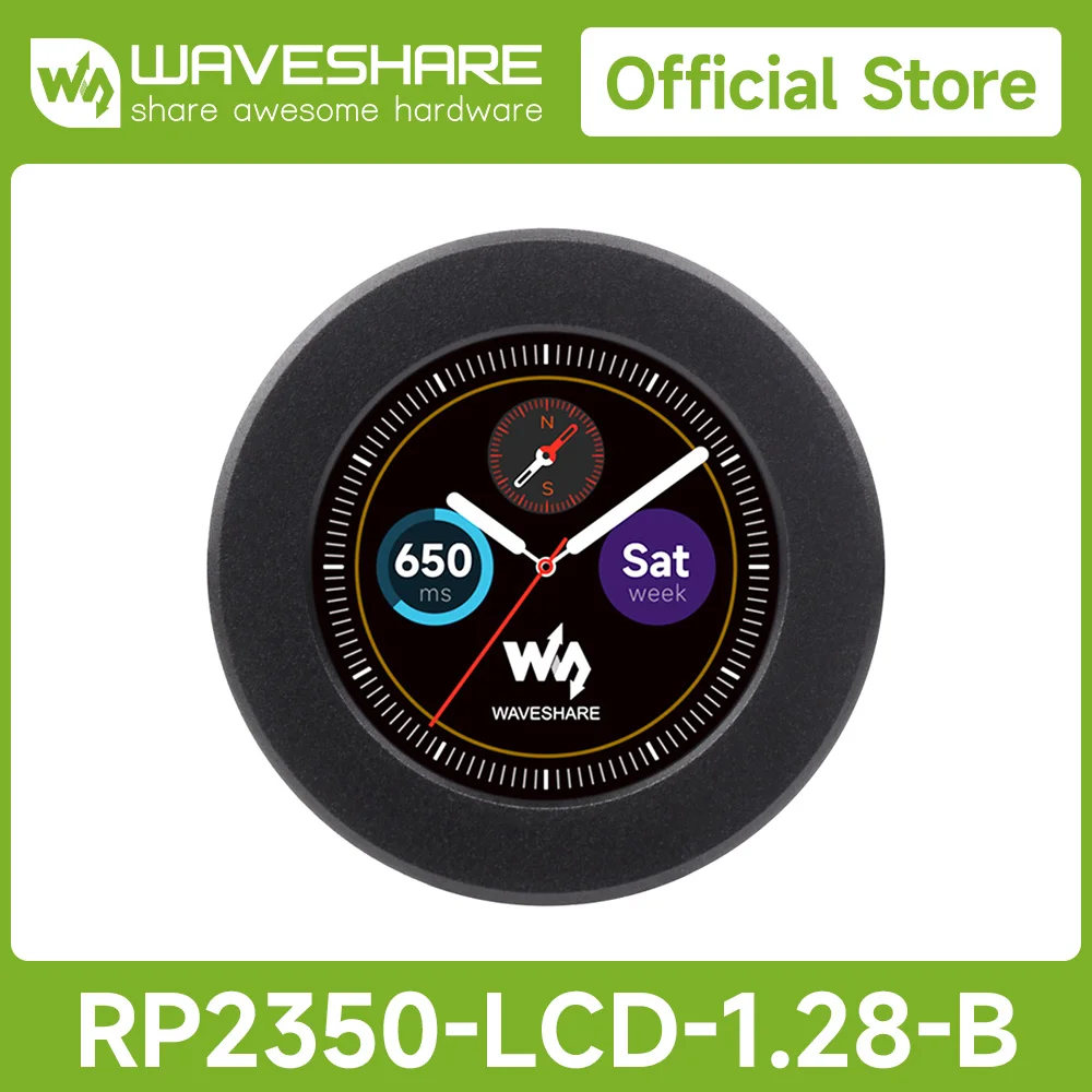 RP2350-LCD-1.28 Waveshare MCU Board 1.28inch Round LCD Dual-core Dual-architecture Design 240x240 Pixels 65K Color IPS Panel