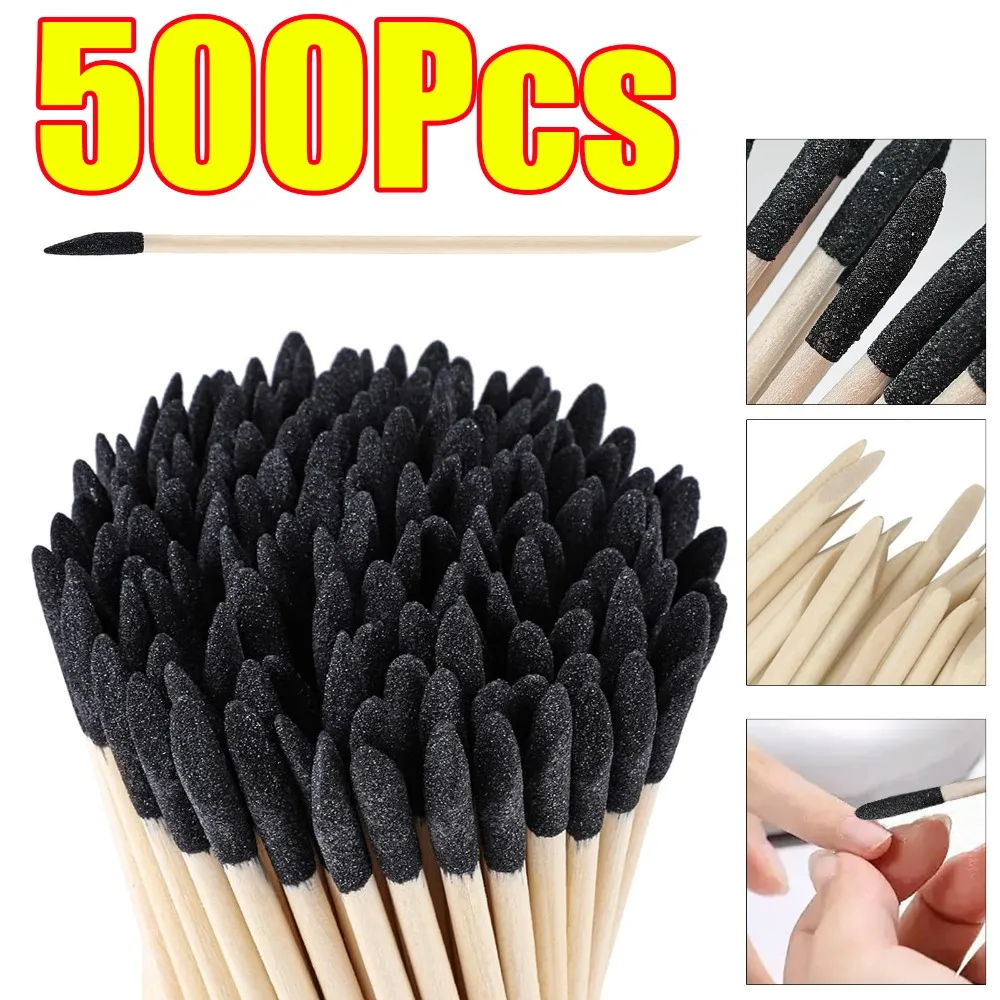 1-500Pcs Sanding Sticks Double Head Nail Grinding Wooden Stick Manicure Drill Grinding Stick for Plastic Models, Wood, Manicure