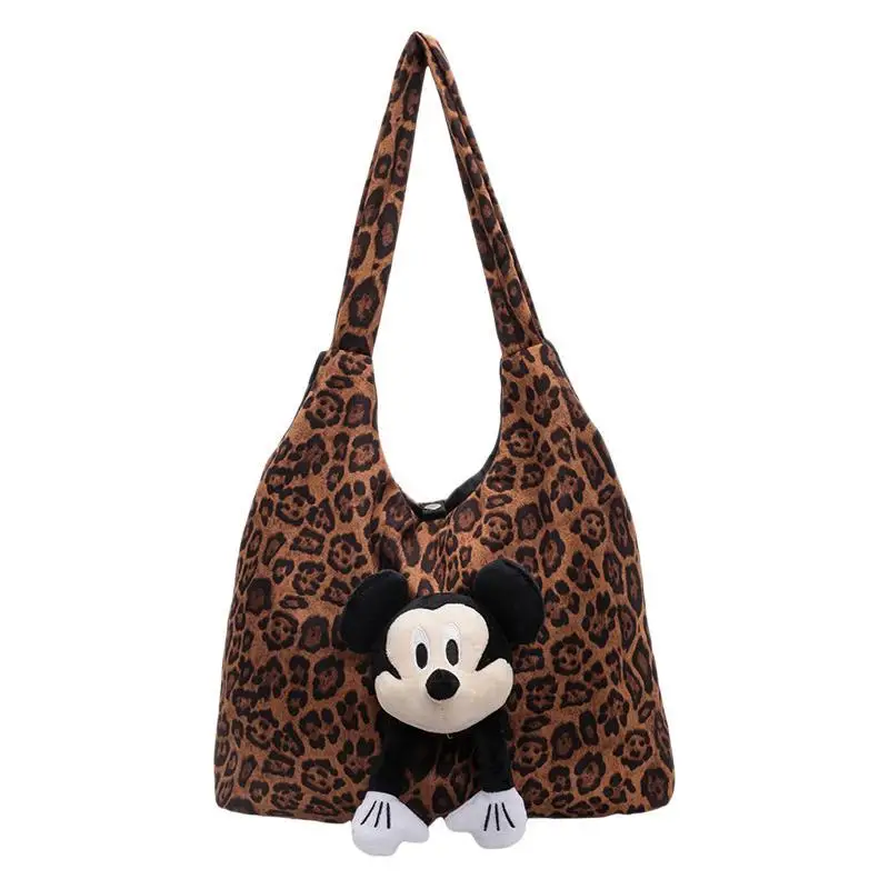 

Disney Mickey Mouse Leopard Print Large Capacity Casual Shoulder Bag for Women