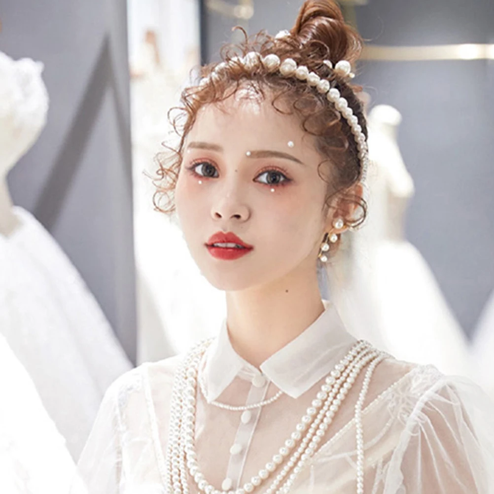 

Pearls Hair Hoop Women Wedding Headdress Bridal Accessories Comfortable Reusable Pearls Design Party Occasions Hairstyle
