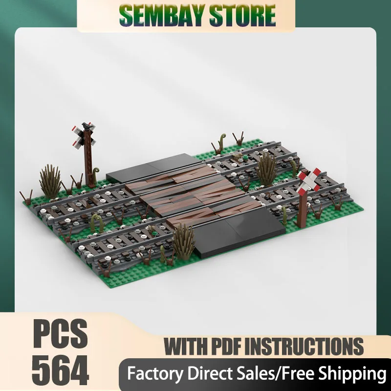 

Railway Train Model Moc Building Bricks Modular Old Train Crossing Model Technology Blocks Christmas DIY Toy Construction Gifts