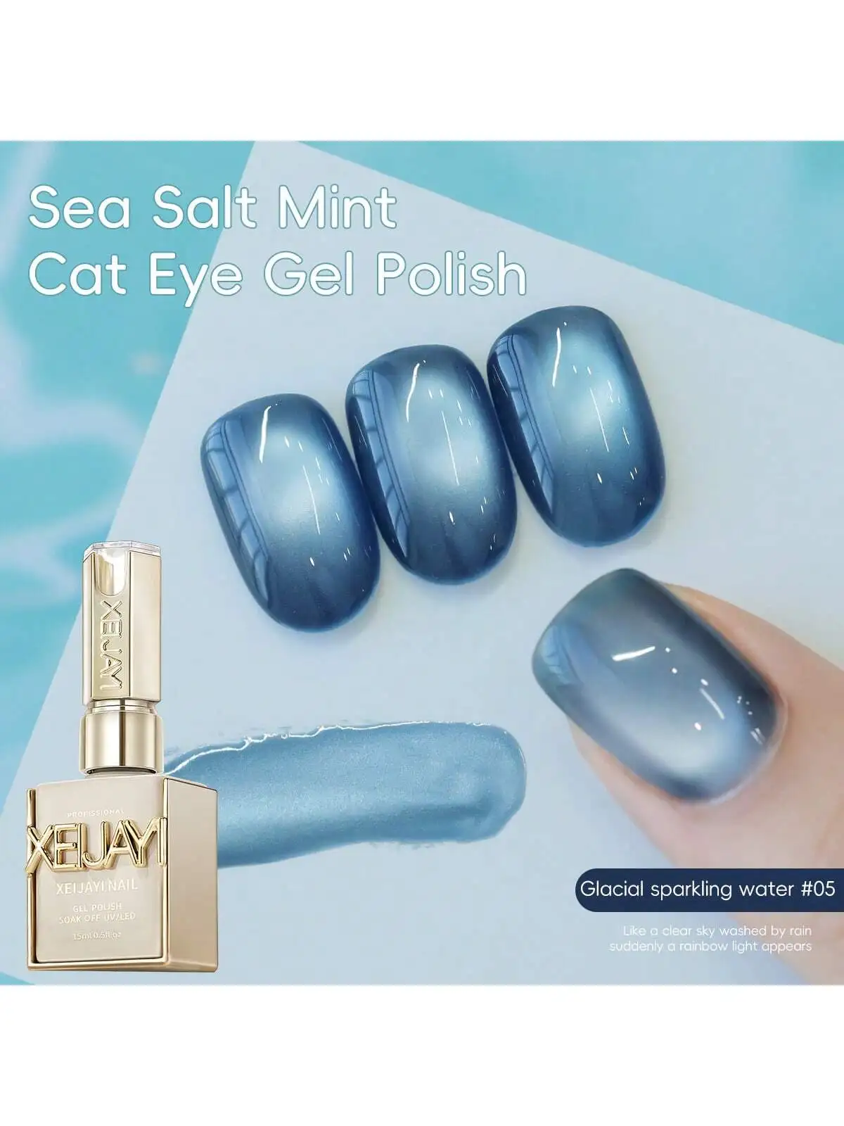 XEIJAYI 1pc Cat Eye Gel Nagellak Glitter Pailletten Nagellak Verwijderbare UV Polish Nail Art Geschikt voor Nail Art Design