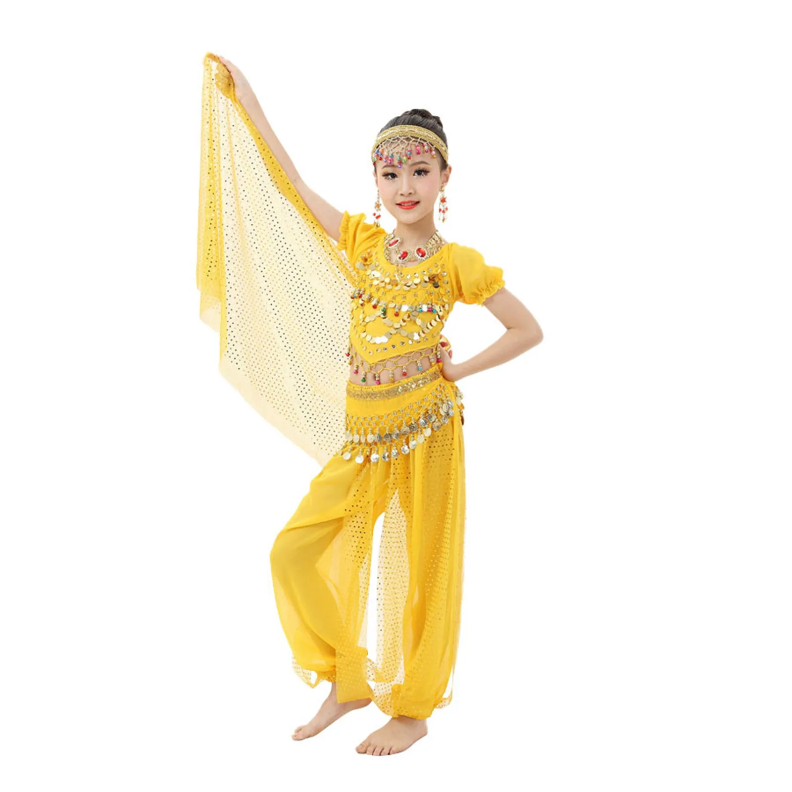 Carnival Costume Girl Indian Party Stage Performance Suit Kids Arabian Belly Dance Costume Set Skirt Halloween Bollywood Cosplay