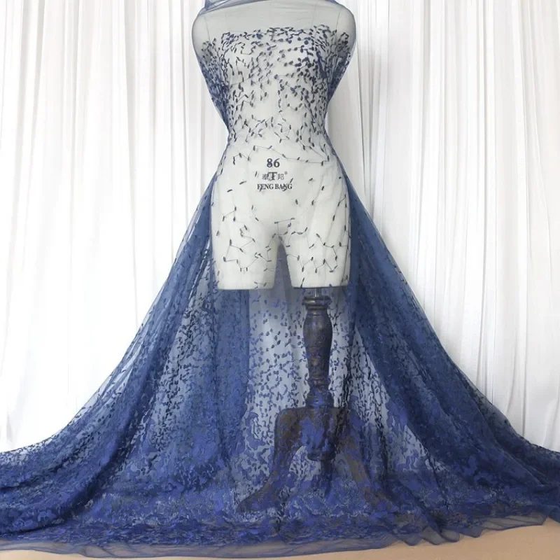 

Многоцветная кружевная вышивка, кружевная ткань для свадебного платья, аксессуары для одежды, материалы «сделай сам», ширина 130 см, L194