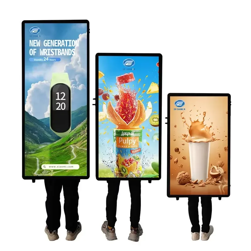 Human Walking Aluminum Rectangle Billboard Advertising Light Box Portable High Brightness LED Outdoor Promotional Movable