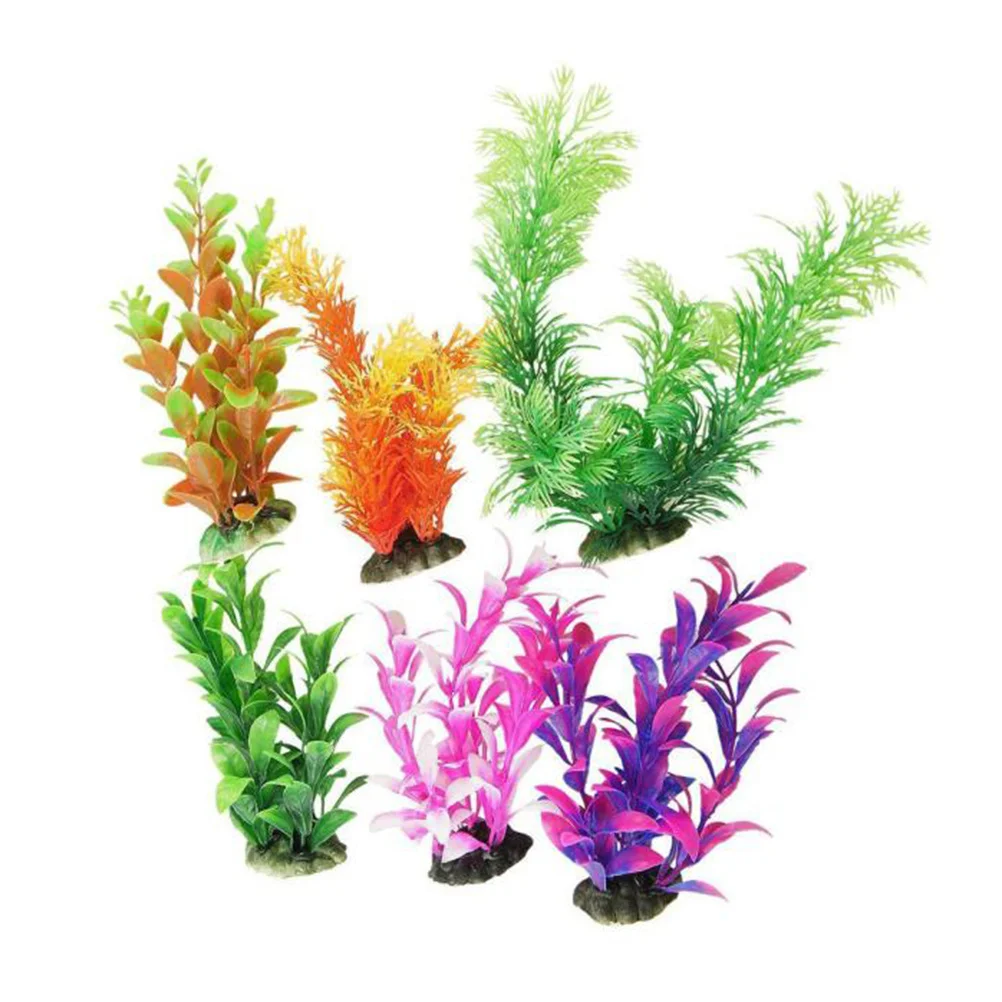 

6Pcs Plastic Aquarium Plants Lifelike Underwater Decor No Fading Odorless Fish Tank Decoration Artificial Sea Grass