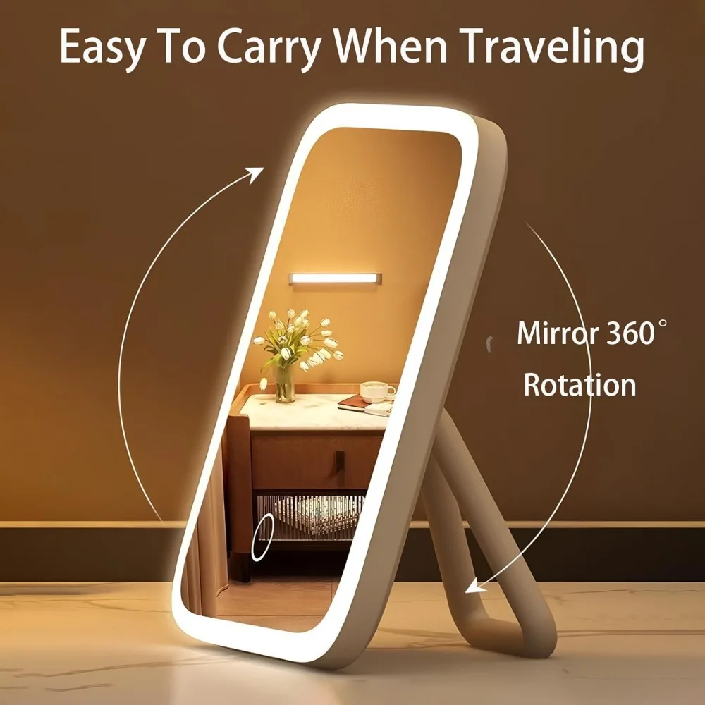 Espelho de vaidade com luzes, espelho de maquiagem iluminado de 7x6 Polegada, espelho de vaidade led de beleza pequena portátil com luzes, controle de toque inteligente