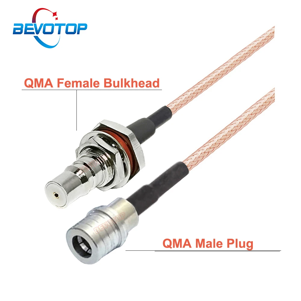 BEVOTOP RG316 QMA Cable QMA Male Plug to QMA Female Bulkhead Jack 50Ohm Low Loss RF Coaxial Extension Jumper Pigtail Cord