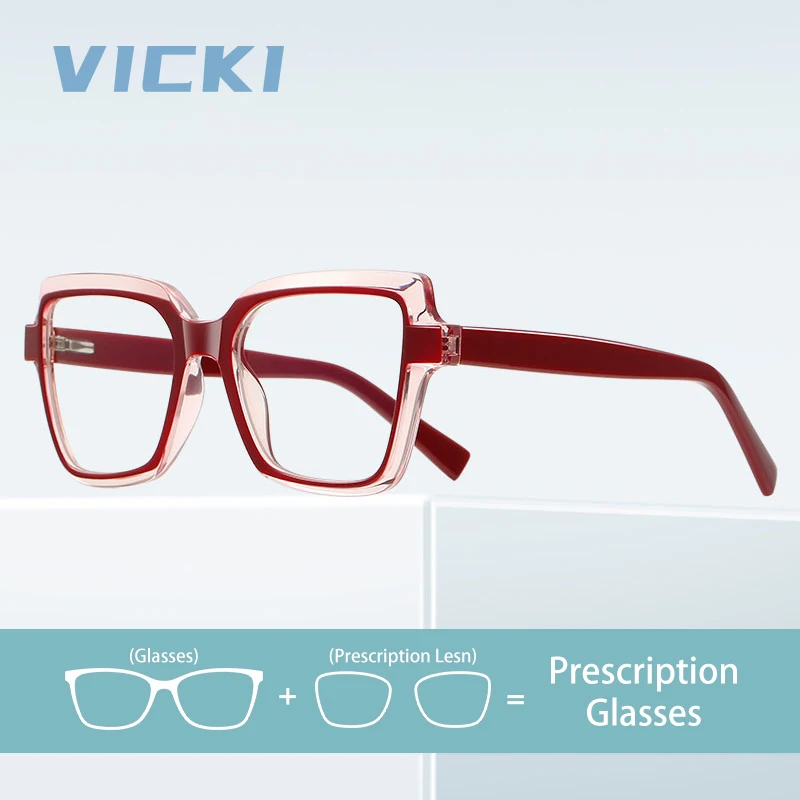 

VICKI Classic Fashion Simple Geometric Design Large Frame Anti-blue Photochromism Can Be Customized Prescription PFD2215