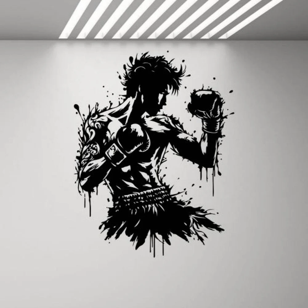 Muay Thai Wall Decal Vinyl Sticker Martial Arts Fighter Wall Sticker Kickboxing Gym Wall Decor Gift Removable Wallpaper S812
