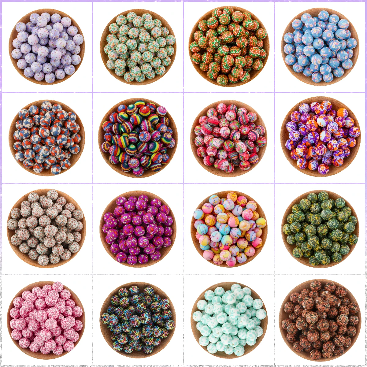 50/100 قطعة 15 مللي متر سيليكون مطبوعة الخرز المستديرة Keychain بها بنفسك المفاتيح قلادة سوار إكسسوارات لصنع المجوهرات