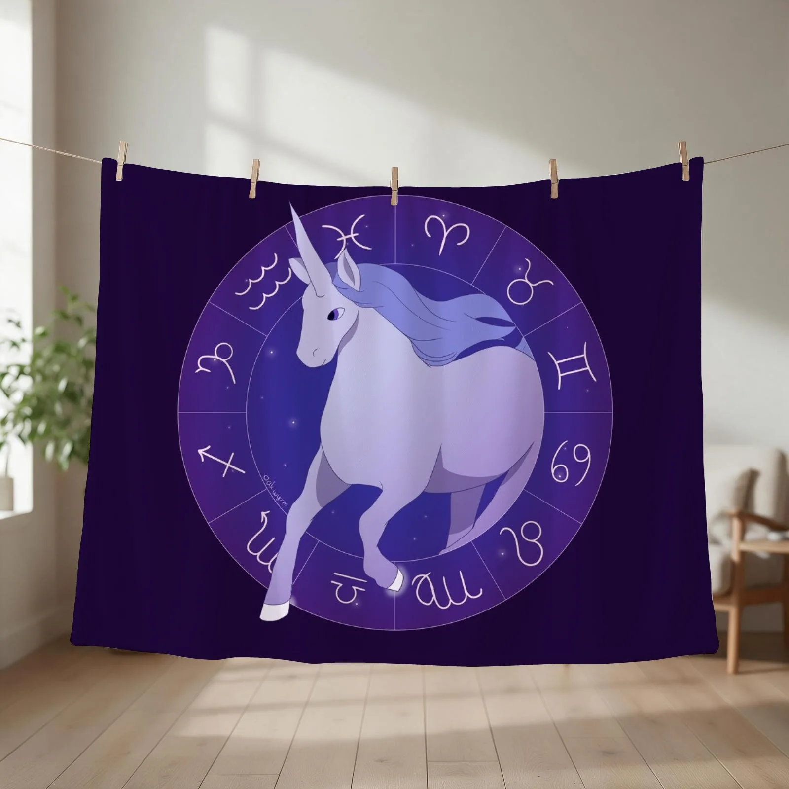 Horoscope Unicorn Throw Blanket couch cozy soft plush fuzzy picnic outdoor blanket