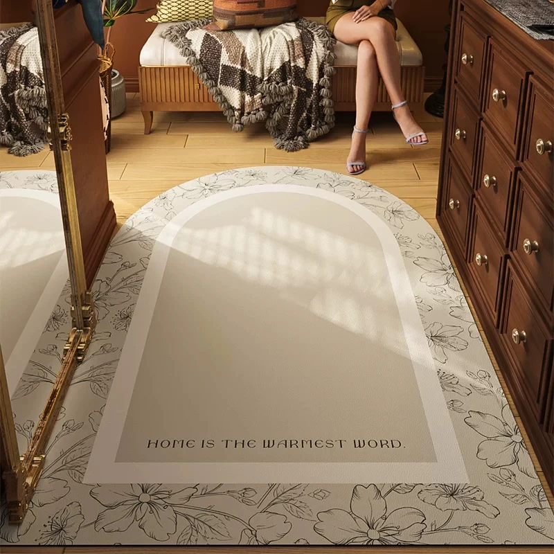 VIKAMA French Arch Door Mat Non-Slip Wear-Resistant Floor Mat for Study Computer Chair Bedroom Carpet Home Decor