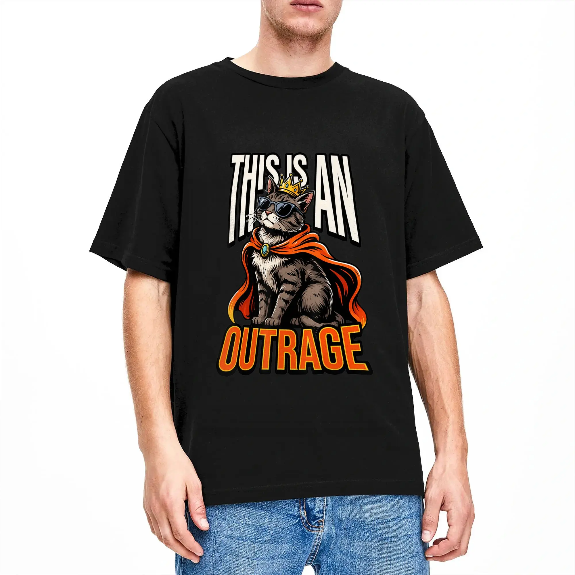 This is an Outrage Funny Princess Cat Goddammit Donut Gold T Shirts for Men 100% Cotton Cool T-Shirt Round Collar Tee Shirt
