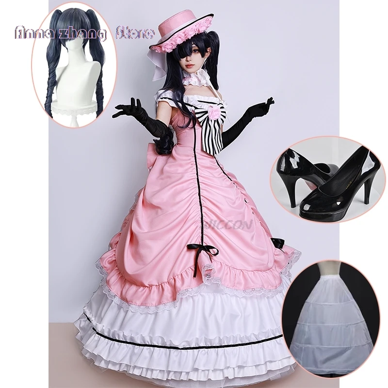 

Lolita Anime Black Butler Ciel Robin Cosplay Costume High Quality Black Butler Carnival Cosplay shoes Costume Dress Cosplay Wig