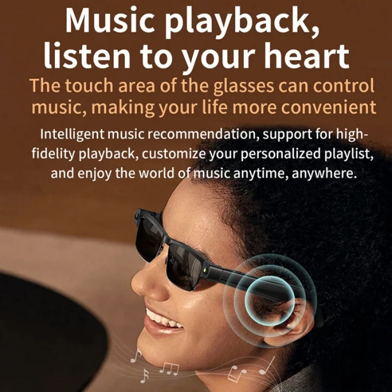 1 pair L802 AI smart sunglasses 8-megapixel HD camera anti-shake waterproof translation video recording calling photo-taking view 2