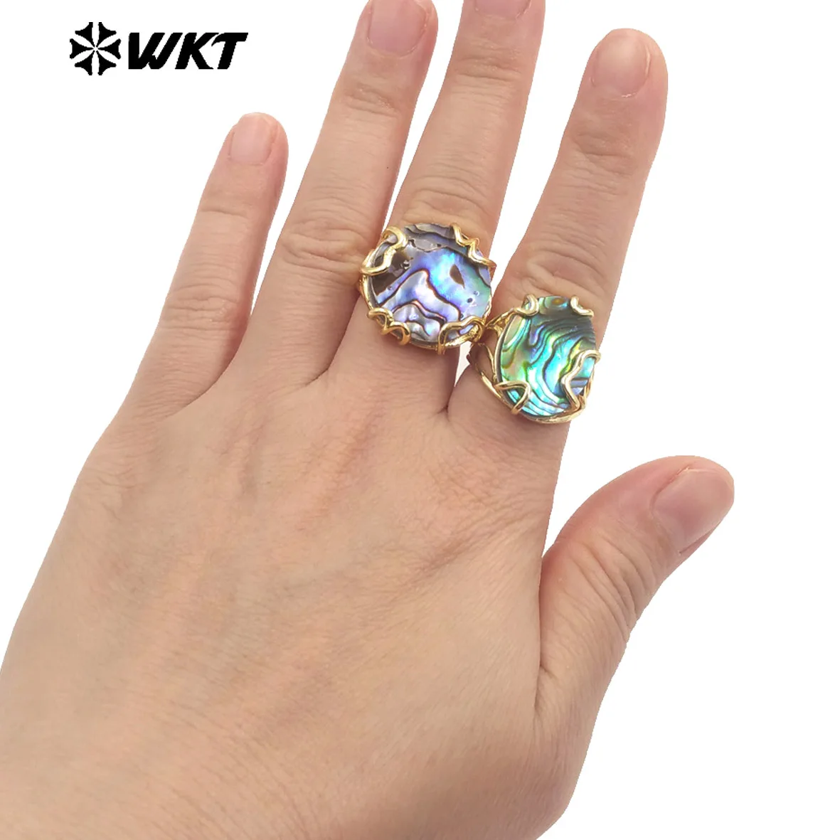 

WT-MPR124 Новый стиль, изысканное кольцо из ракушки морского ушка круглой формы с покрытием из настоящего золота 18 карат для одежды для девочек