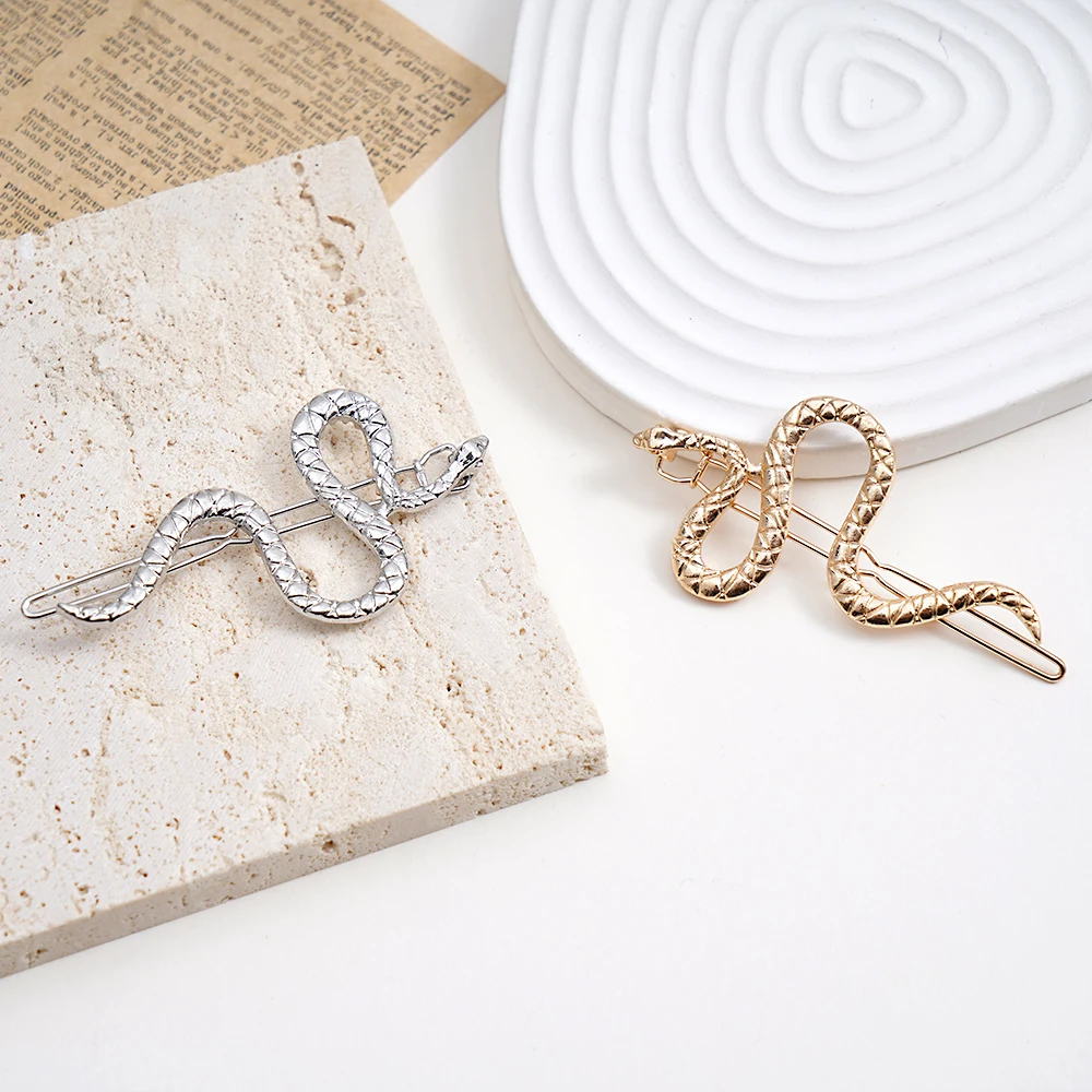 Simple Punk Hairpins Snake Animals Gold Metal Hairpins Hair Clips For Women Wedding Headpiece Hairgrips Hair Accessories