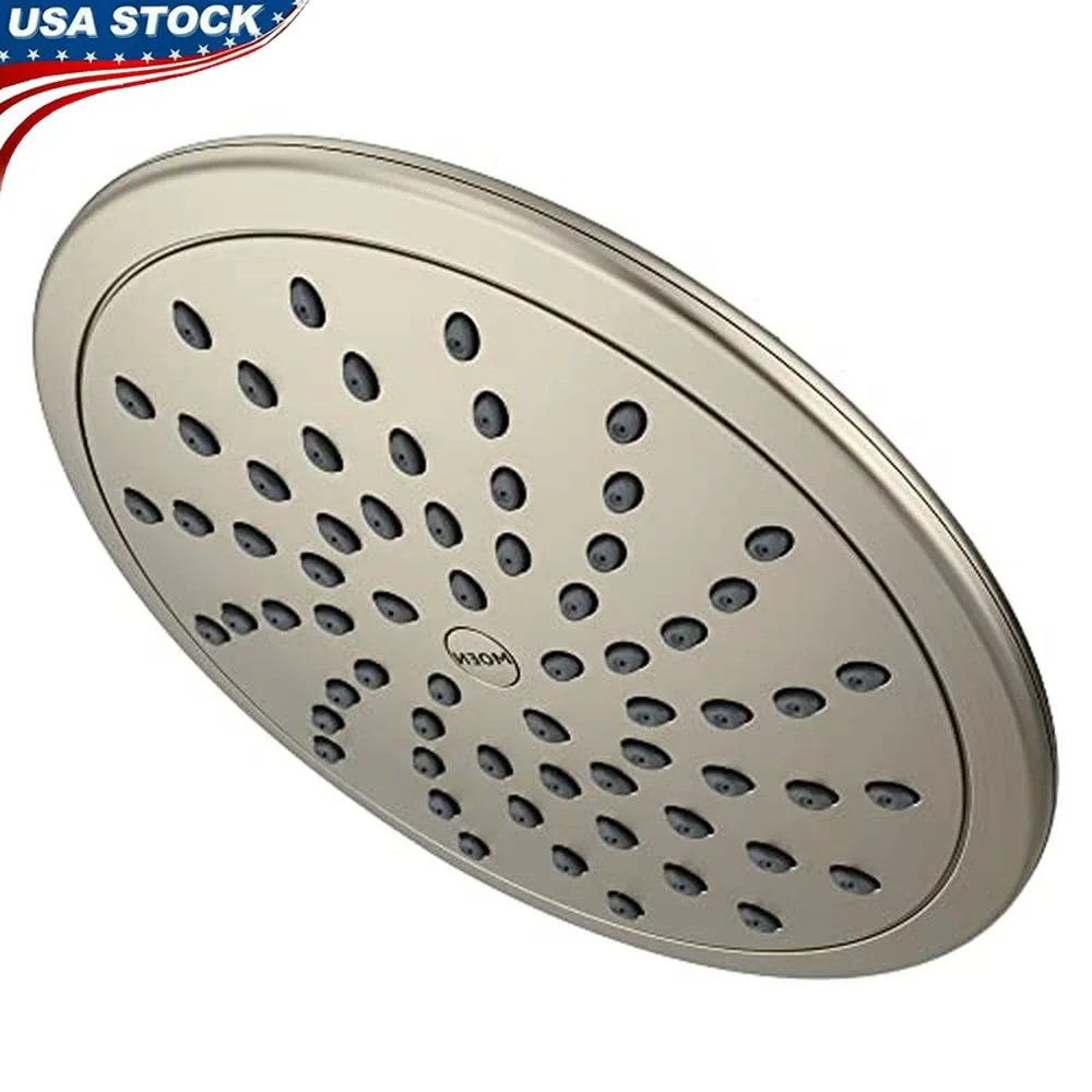 8-Inch Brushed Nickel Rainshower Showerhead Single Function Water Conservation IPS Connection