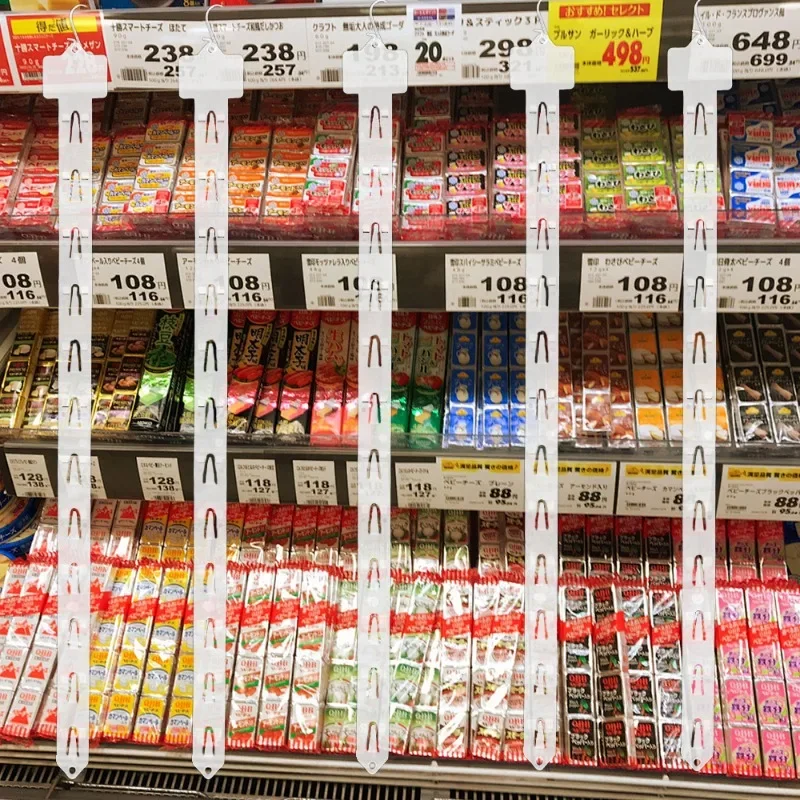 Plastic Snack Hanging Strips Store Hang Snacks Display Hanger with Hooks Supermarket Shelf Shop Merchandising Clip Strip Hooks