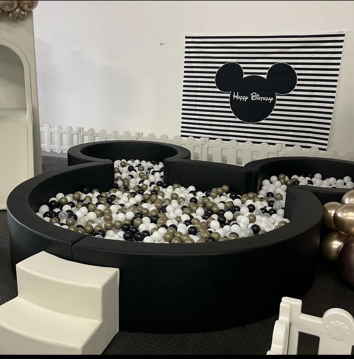 16ft  Black Micky-Mouse Soft Play Ball Pit for Party Rental