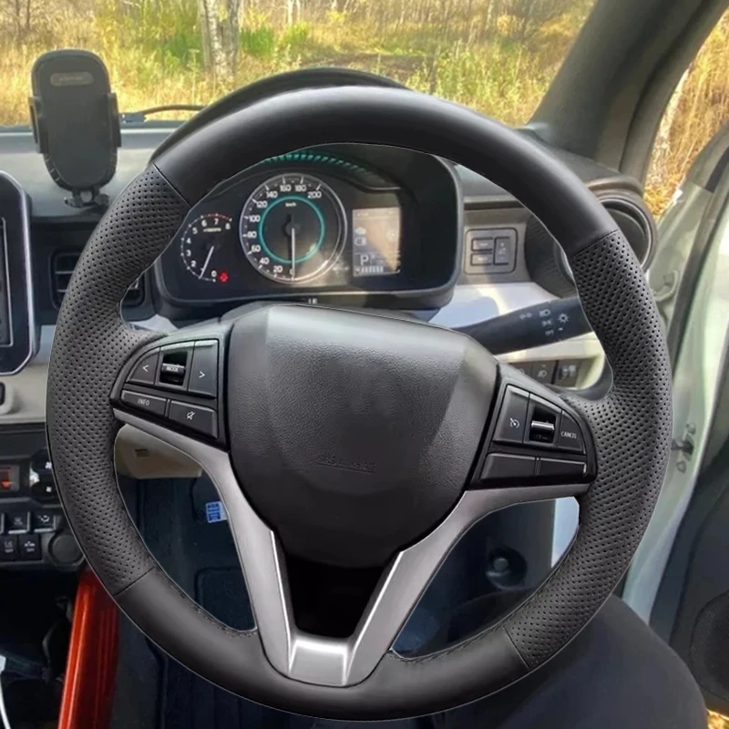 

Custom Microfiber Leather Car Braid On The Steering Wheel Cover for Suzuki Alto K10 Hustler Mr52s Celerio HA37S 2021 2022 Auto