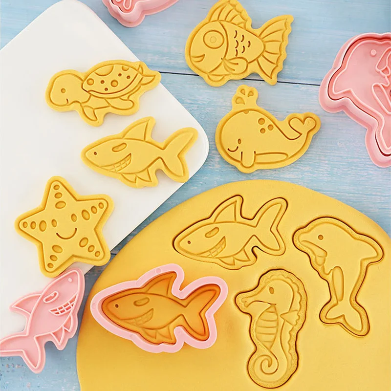 8pcs/set Ocean Animal Cookie Cutter Whale Dolphin Biscuit Mould Octopus Crab Turtle Fondant Tools Sugar Baking Pastry Mold