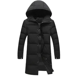 New Winter Men Long Puffer Jackets Hooded Duck Down Coats Casual Down Jackets Couples Outdoor Windproof Warm Jackets 3XL