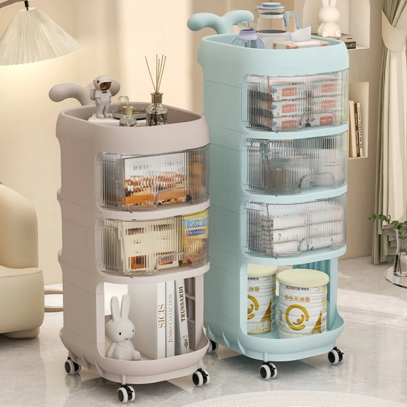 

Baby products shelf floor pulley movable living room snack cart multilayer