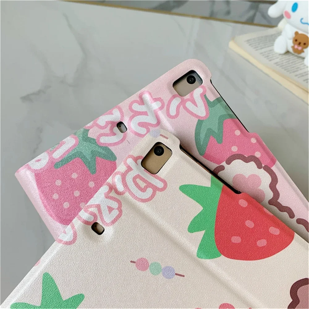 หมีสตรอเบอร์รี่การ์ตูน Ipad สำหรับ Air 4 5 iPad Pro 2020สำหรับ iPad 10.2 9 8 7th 12.9 pro Mini 4 5 6กรณีที่มีผู้ถือปากกา