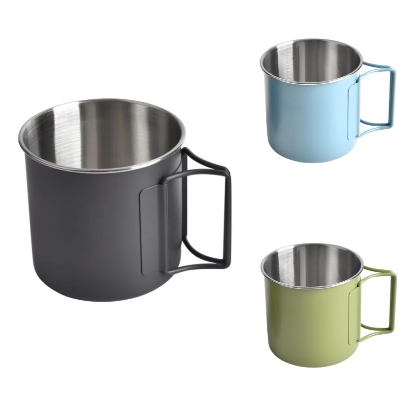 0.3L Outdoor Stainless Steel Camping Cup Compact and Foldable Minimalist Coffee Cup Portable Picnic Tableware Supplies