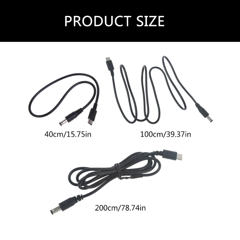 Y6U6 USB C DC5521 電源ケーブル、電子機器充電用の 5V 3A 充電コードをサポート