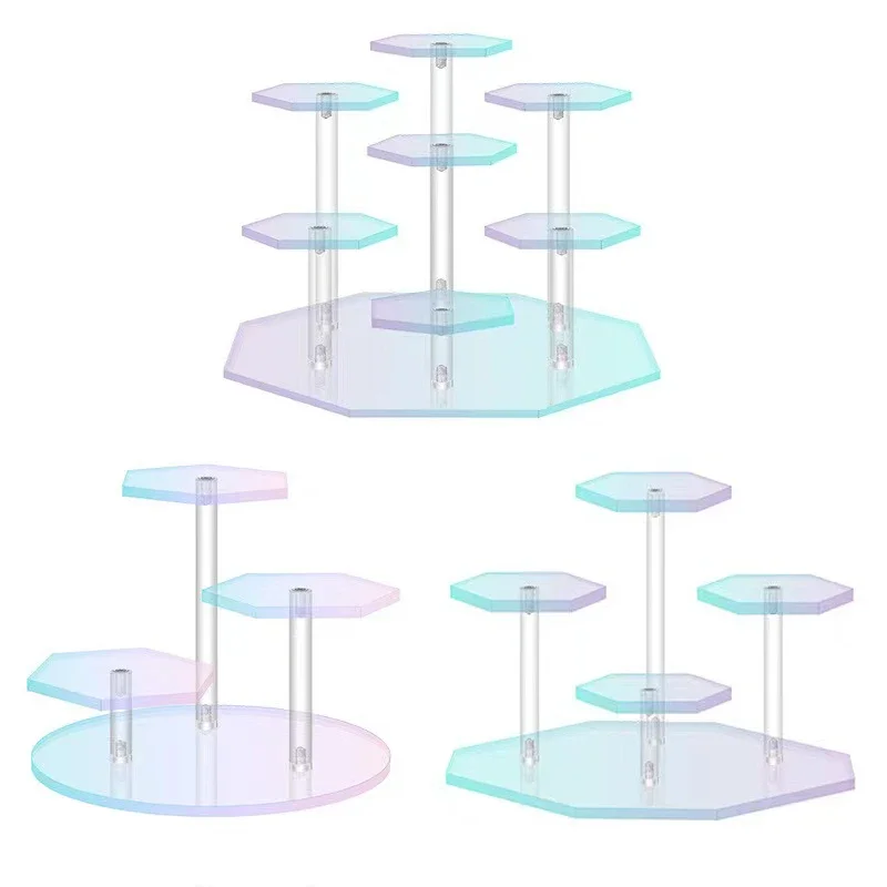 3/4/7 Position Dazzling Colorful Acrylic Display Rack Lipstick Cosmetics Toys Model Storage Rack Colorful Dessert Display Stand