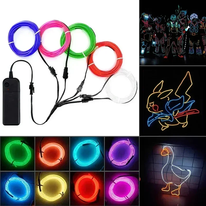 

5PCS 1M/2M EL Light Emitting Cable Can Glow Party Ambient Lights Waterproof DIY LED Strip Lights Stage Performance Decoration