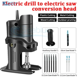 Modification Electric Saw Conversion Head Portable Electric Saw Adapter Electric Drill Modification Tool With 9 Saw Blades