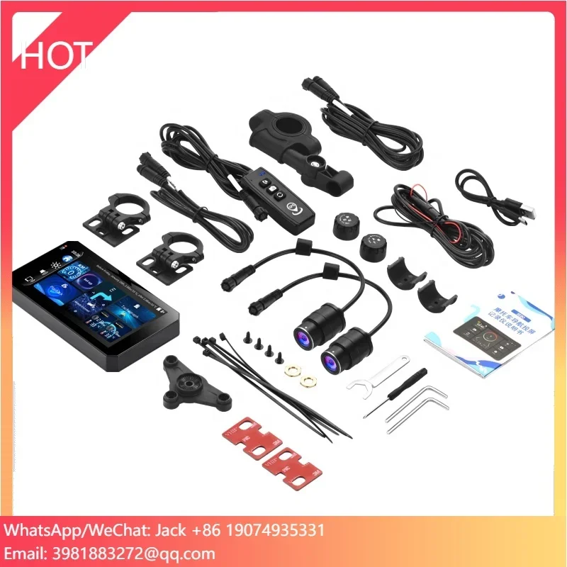 Cámara Dual inteligente DVR para motocicleta, grabadora de conducción Full HD resistente al agua con sistema de monitoreo de presión de neumáticos