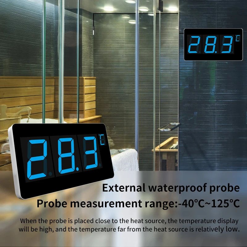 Digital Thermometer Sauna C/F Switch Alarm Function Swimming Pool Probe Thermometer