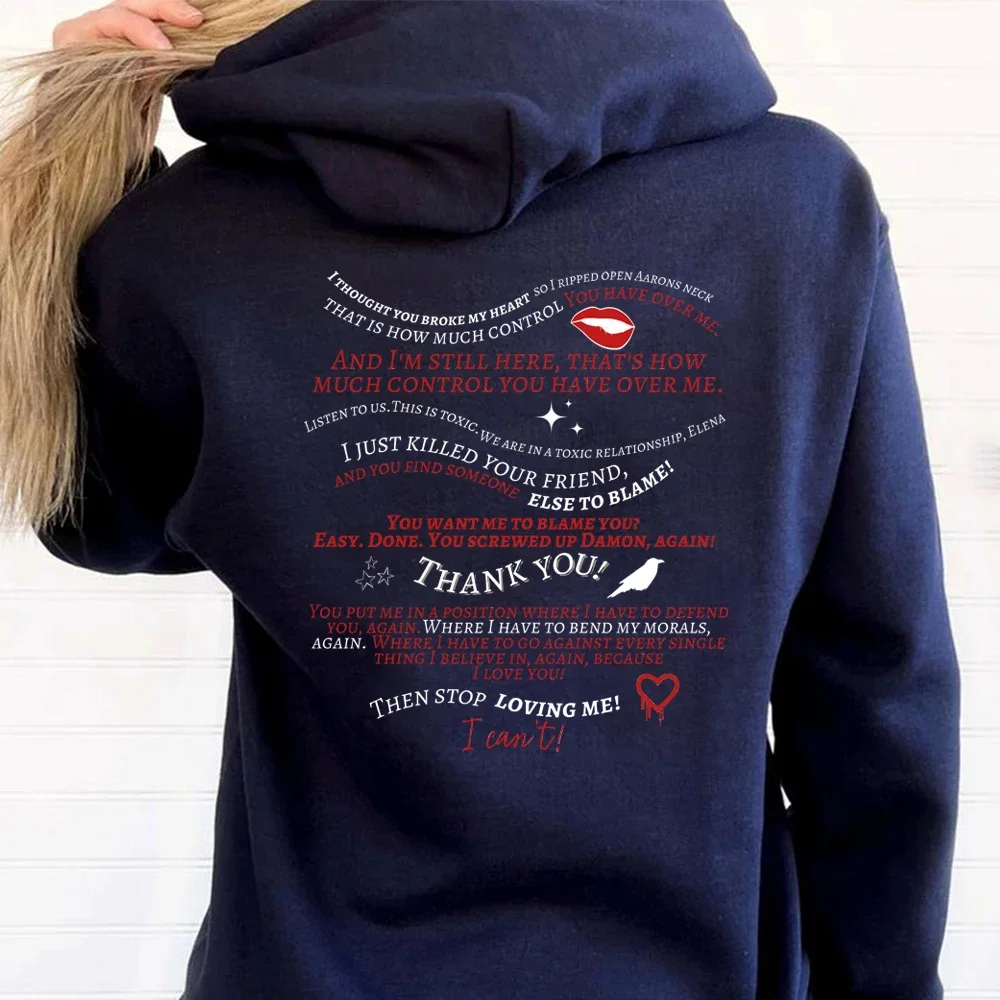 Vampire Diaries Hoodie Retro TV Show Sweatshirt Aesthetic Clothes TVD Mystic Falls Shirts Vampire Fan Gift Woman Casual Hoodie
