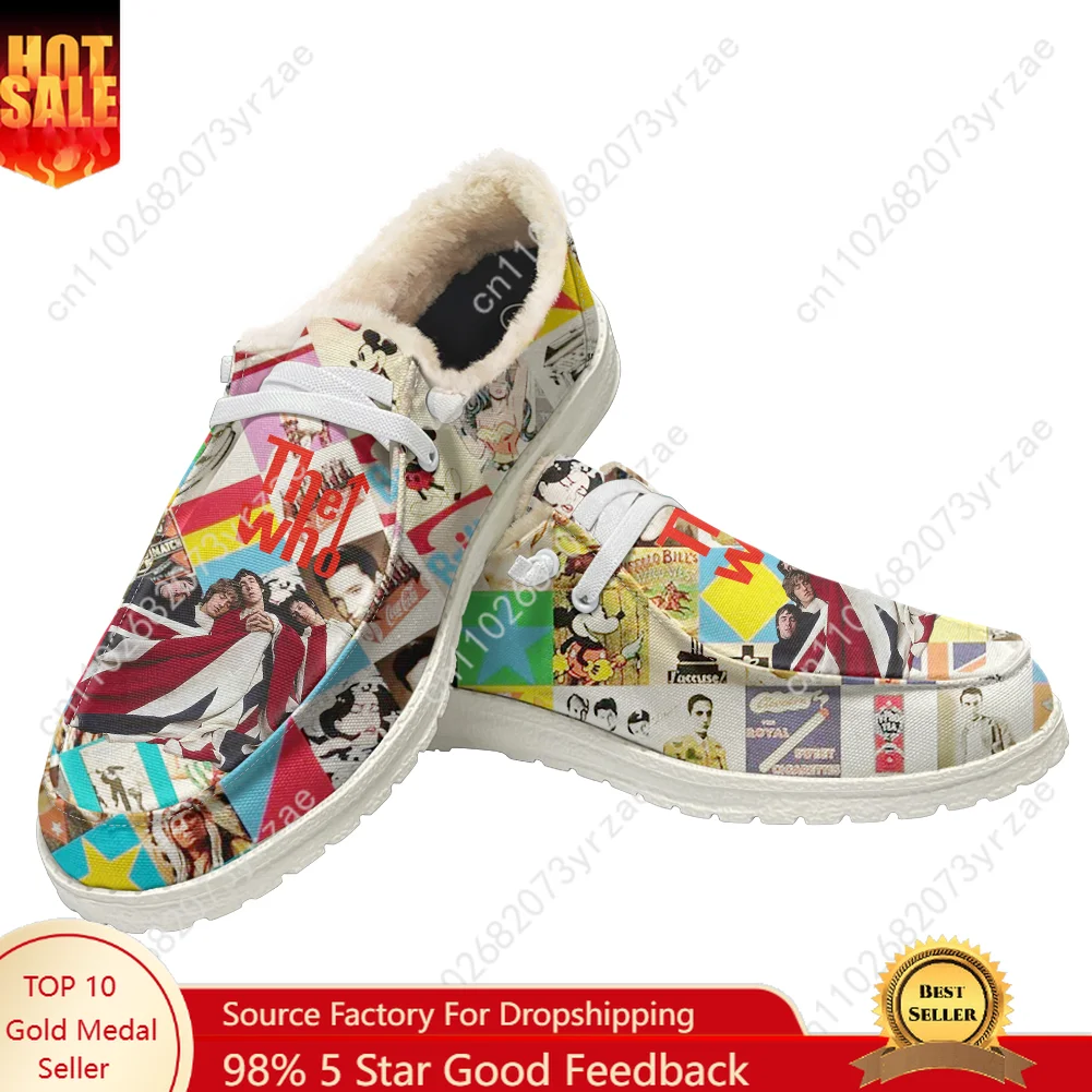 

The Who Velvet Flat Shoes Mens Womens Teenager Warm Casual Shoe Indoor Outdoor Personalized Light Couple Print Customized Shoes