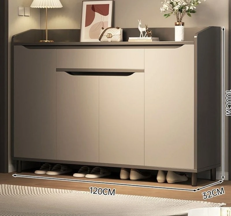 Shoe Cabinet Lengthened Door Light Luxury Large-capacity Entrance Cabinet Luxury Locker Solid Wood Legs Multi-layer Hom