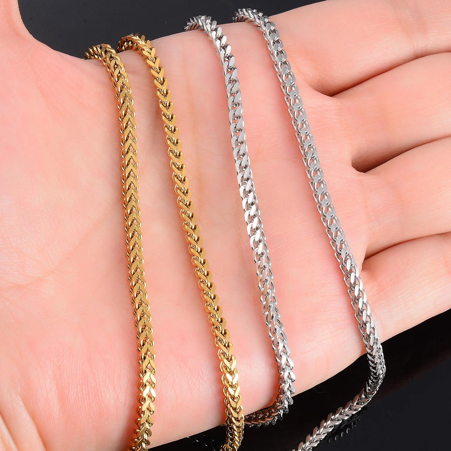 Hip-Hop Edelstahlkette Coole Miami Cuban Link Basic Punk Halsketten Accessoires für Männer und Frauen – Detail 7