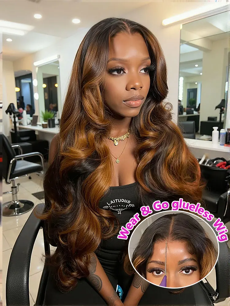 1B/30 تسليط الضوء على 13x6 الدانتيل أمامي خصلات الشعر المستعار الإنسان أومبير أسود براون الملونة Preplucked 36 بوصة 5x5 الجسم موجة الدانتيل شعر مستعار أمامي #1