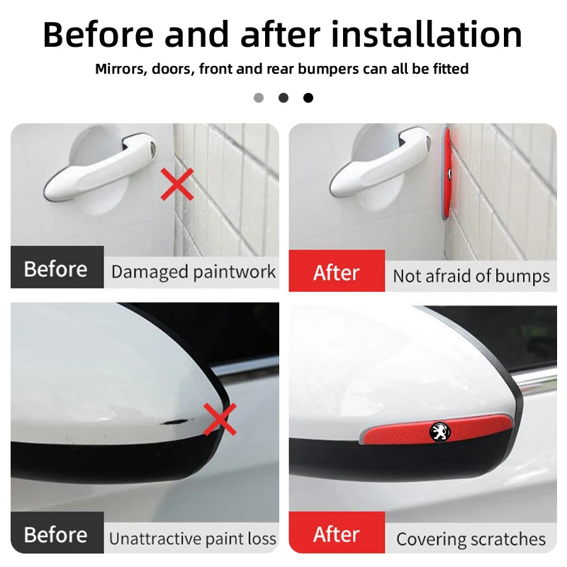 4 قطعة باب السيارة حافة حامي السيارات الجسم الحرس ملصق قطاع لبيجو 206 307 308 3008 207 208 407 508 2008 5008 107 106 205 #4