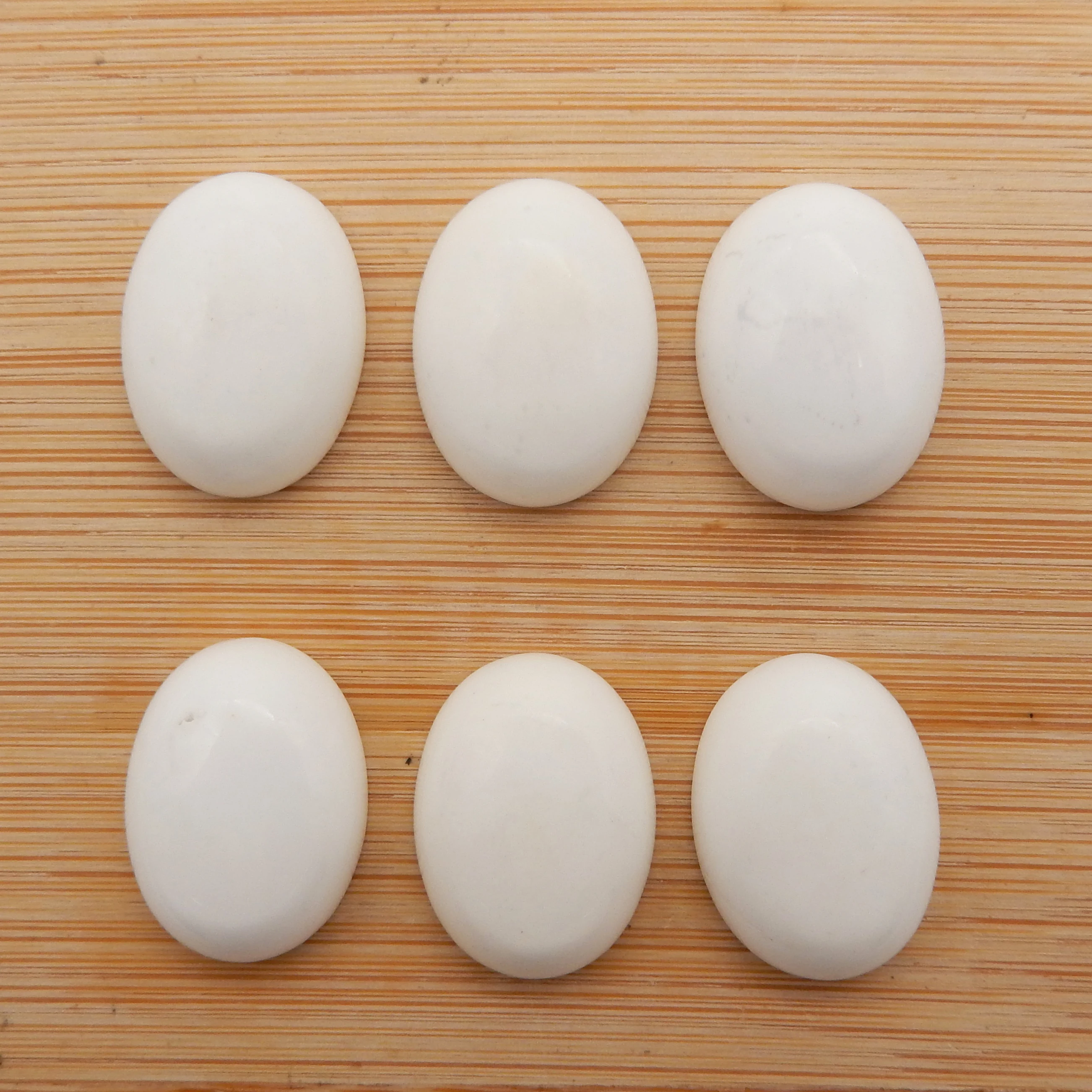 

6PCS Natural Howlite Stone Oval Cabochon Lot, Gemstone Flackback Cabochon, Loose Gemstone for Jewelry Making