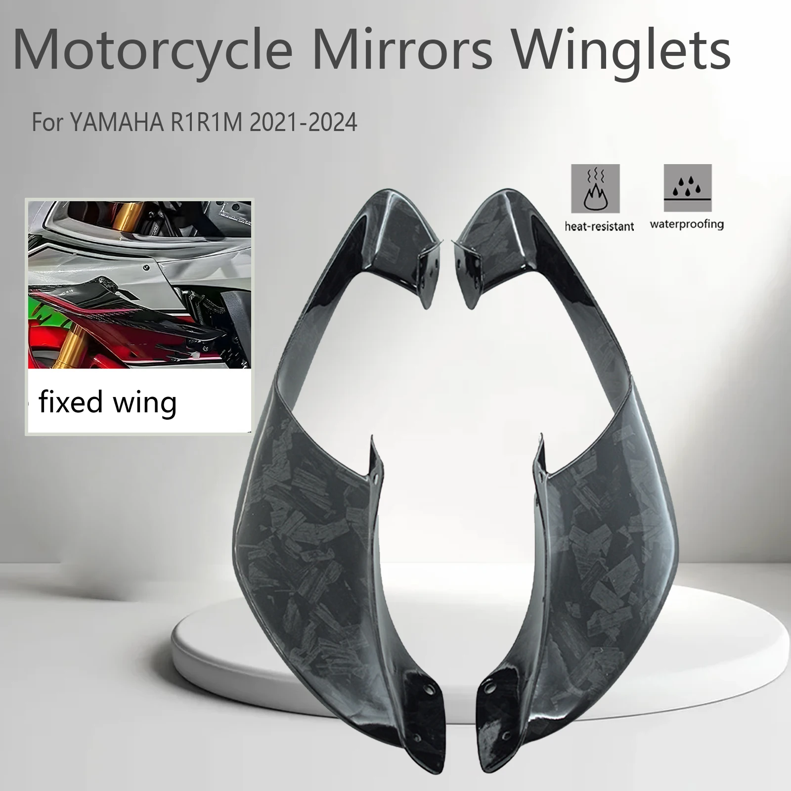 

For Yamaha R1 R1M 2021-2024 YZF-R1 Motorcycle Mirrors Winglets Aerodynamic Downforce Side Wings Spoiler Fairing Cover