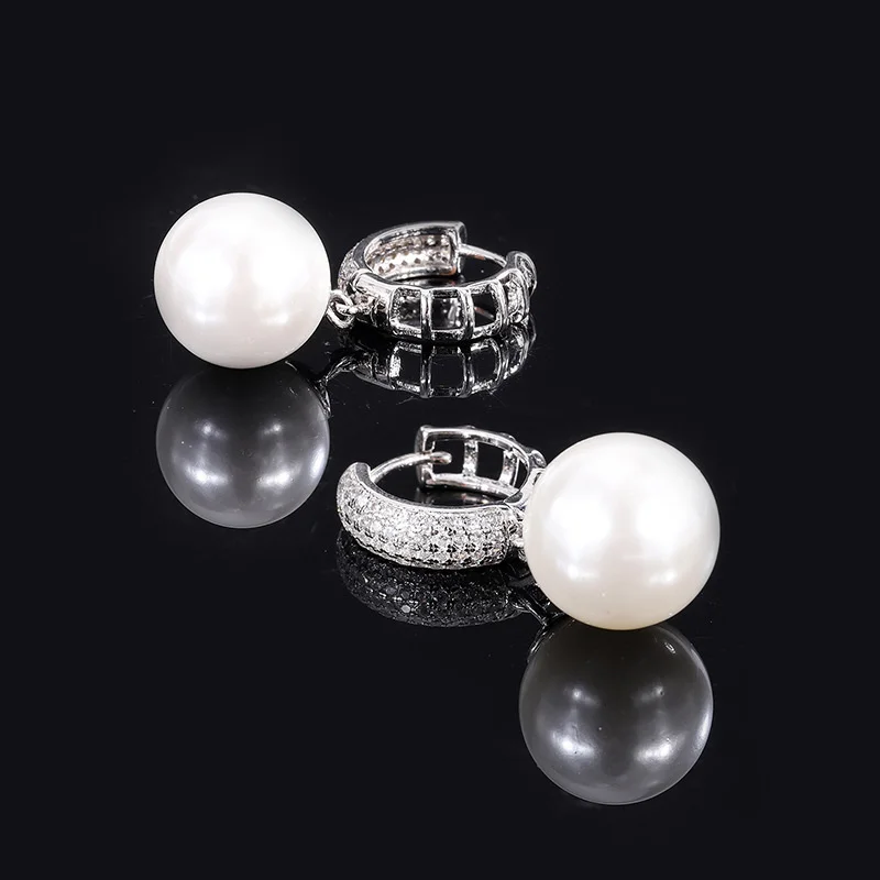 brand genuine Luxury real jewels S925 all-body silver inlaid Aubeim Jane Women's pearl earrings gift 12mm high quality